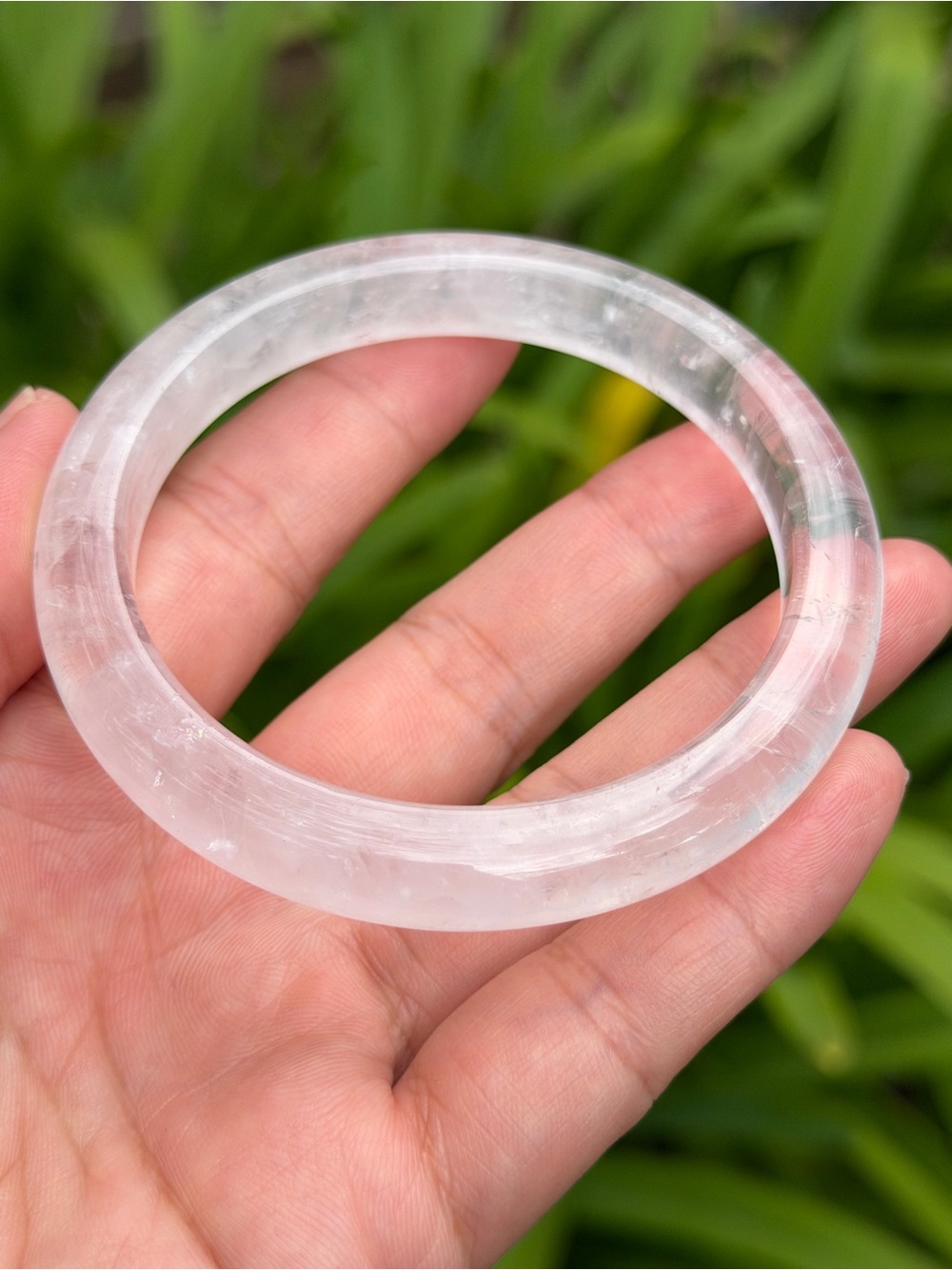 60.5mm inner‎ diameter pink translucent rose quartz bangle 1750